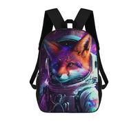 sinyumoney 17 Inch School Backpack,3D Printed Cosmic Fox Astronaut Art Children Backpacks,Kids Kindergarten Cute Travel Bags Casual Daypack for Boys School Students