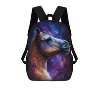 sinyumoney 17 Inch School Backpack,3D Printed Cosmic Horse Portrait Children Backpacks,Kids Kindergarten Cute Travel Bags Casual Daypack for Boys School Students