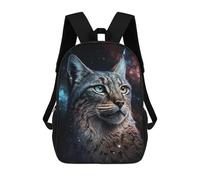sinyumoney 17 Inch School Backpack,3D Printed Cosmic Lynx Portrait-12 Children Backpacks,Kids Kindergarten Cute Travel Bags Casual Daypack for Boys School Students