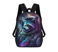 sinyumoney 17 Inch School Backpack,3D Printed Cosmic Raccoon Astronaut Art Print-1 Children Backpacks,Kids Kindergarten Cute Travel Bags Casual Daypack for Boys School Students