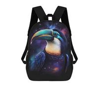 sinyumoney 17 Inch School Backpack,3D Printed Cosmic Toucan Art Print-1 Children Backpacks,Kids Kindergarten Cute Travel Bags Casual Daypack for Boys School Students