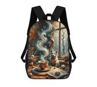 sinyumoney 17 Inch School Backpack,3D Printed Cozy Coffee Moment with Puppies Children Backpacks,Kids Kindergarten Cute Travel Bags Casual Daypack for Boys School Students