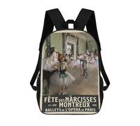 sinyumoney 17 Inch School Backpack,3D Printed Degas Ballet Class Children Backpacks,Kids Kindergarten Cute Travel Bags Casual Daypack for Boys School Students