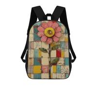 sinyumoney 17 Inch School Backpack,3D Printed Floral Mosaic Children Backpacks,Kids Kindergarten Cute Travel Bags Casual Daypack for Boys School Students