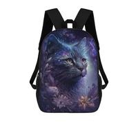 sinyumoney 17 Inch School Backpack,3D Printed Galactic Cat Fantasy Artwork -1 Children Backpacks,Kids Kindergarten Cute Travel Bags Casual Daypack for Boys School Students