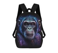 sinyumoney 17 Inch School Backpack,3D Printed Galactic Chimpanzee Portrait-1 Children Backpacks,Kids Kindergarten Cute Travel Bags Casual Daypack for Boys School Students