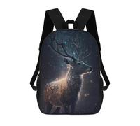 sinyumoney 17 Inch School Backpack,3D Printed Galactic Deer Majesty -1 Children Backpacks,Kids Kindergarten Cute Travel Bags Casual Daypack for Boys School Students