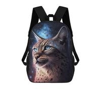 sinyumoney 17 Inch School Backpack,3D Printed Galactic Lynx Portrait-2 Children Backpacks,Kids Kindergarten Cute Travel Bags Casual Daypack for Boys School Students