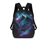 sinyumoney 17 Inch School Backpack,3D Printed Galactic Mountain Bike Adventure -2 Children Backpacks,Kids Kindergarten Cute Travel Bags Casual Daypack for Boys School Students