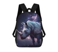 sinyumoney 17 Inch School Backpack,3D Printed Galactic Rhino Cosmic Wonder Children Backpacks,Kids Kindergarten Cute Travel Bags Casual Daypack for Boys School Students
