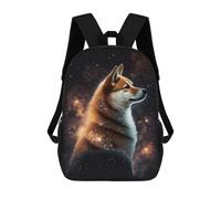 sinyumoney 17 Inch School Backpack,3D Printed Galactic Shiba Inu Portrait Children Backpacks,Kids Kindergarten Cute Travel Bags Casual Daypack for Boys School Students