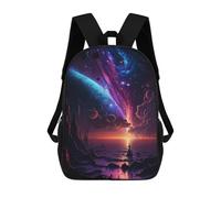 sinyumoney 17 Inch School Backpack,3D Printed Galactic Sunset Fantasy Children Backpacks,Kids Kindergarten Cute Travel Bags Casual Daypack for Boys School Students