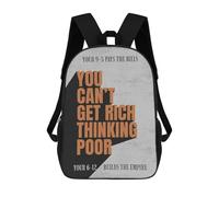 sinyumoney 17 Inch School Backpack,3D Printed Get Rich Children Backpacks,Kids Kindergarten Cute Travel Bags Casual Daypack for Boys School Students