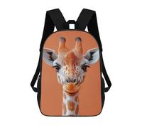 sinyumoney 17 Inch School Backpack,3D Printed Giraffe Portrait on Orange Background Children Backpacks,Kids Kindergarten Cute Travel Bags Casual Daypack for Boys School Students