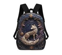 sinyumoney 17 Inch School Backpack,3D Printed Golden Art FoxSteampunk Children Backpacks,Kids Kindergarten Cute Travel Bags Casual Daypack for Boys School Students