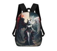 sinyumoney 17 Inch School Backpack,3D Printed Gothic Angel And Devil Children Backpacks,Kids Kindergarten Cute Travel Bags Casual Daypack for Boys School Students