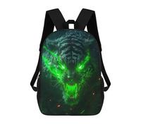 sinyumoney 17 Inch School Backpack,3D Printed Green Tiger Roar Children Backpacks,Kids Kindergarten Cute Travel Bags Casual Daypack for Boys School Students