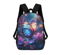 sinyumoney 17 Inch School Backpack,3D Printed Magical Butterfly on Flowers Children Backpacks,Kids Kindergarten Cute Travel Bags Casual Daypack for Boys School Students