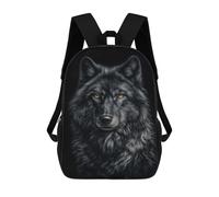 sinyumoney 17 Inch School Backpack,3D Printed Majestic Black Wolf Portrait Children Backpacks,Kids Kindergarten Cute Travel Bags Casual Daypack for Boys School Students