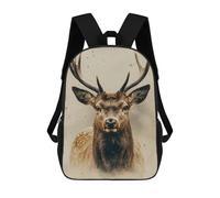 sinyumoney 17 Inch School Backpack,3D Printed Majestic Elk Portrait Children Backpacks,Kids Kindergarten Cute Travel Bags Casual Daypack for Boys School Students