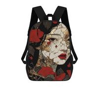 sinyumoney 17 Inch School Backpack,3D Printed Mosaic Woman Japanese Children Backpacks,Kids Kindergarten Cute Travel Bags Casual Daypack for Boys School Students