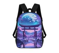 sinyumoney 17 Inch School Backpack,3D Printed Nightscape Torii Gate Children Backpacks,Kids Kindergarten Cute Travel Bags Casual Daypack for Boys School Students