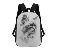 sinyumoney 17 Inch School Backpack,3D Printed Pencil Drawing of A Ragdoll Cat Children Backpacks,Kids Kindergarten Cute Travel Bags Casual Daypack for Boys School Students