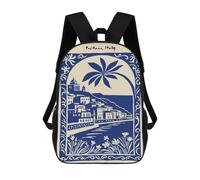 sinyumoney 17 Inch School Backpack,3D Printed Positano, Italy - Decorative Travel Poster Children Backpacks,Kids Kindergarten Cute Travel Bags Casual Daypack for Boys School Students