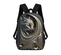 sinyumoney 17 Inch School Backpack,3D Printed Royal King Cat Art Deco Children Backpacks,Kids Kindergarten Cute Travel Bags Casual Daypack for Boys School Students