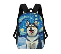 sinyumoney 17 Inch School Backpack,3D Printed Siberian Husky Starry Night Children Backpacks,Kids Kindergarten Cute Travel Bags Casual Daypack for Boys School Students