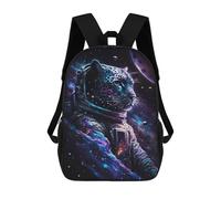 sinyumoney 17 Inch School Backpack,3D Printed Space Leopard Astronaut Art Print-2 Children Backpacks,Kids Kindergarten Cute Travel Bags Casual Daypack for Boys School Students