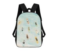 sinyumoney 17 Inch School Backpack,3D Printed Surf Cats Tropical Beach Children Backpacks,Kids Kindergarten Cute Travel Bags Casual Daypack for Boys School Students