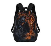 sinyumoney 17 Inch School Backpack,3D Printed Tiger Portrait with Orange Lighting Children Backpacks,Kids Kindergarten Cute Travel Bags Casual Daypack for Boys School Students