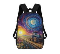 sinyumoney 17 Inch School Backpack,3D Printed Tractor Under Cosmic Sky Children Backpacks,Kids Kindergarten Cute Travel Bags Casual Daypack for Boys School Students