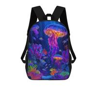 sinyumoney 17 Inch School Backpack,3D Printed Vibrant Jellyfish And Coral Reef Scene Children Backpacks,Kids Kindergarten Cute Travel Bags Casual Daypack for Boys School Students