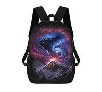 sinyumoney 17 Inch School Backpack,3D Printed Volcanic Eruption in Space Children Backpacks,Kids Kindergarten Cute Travel Bags Casual Daypack for Boys School Students