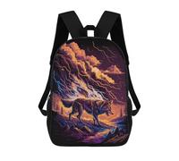 sinyumoney 17 Inch School Backpack,3D Printed Volcanic Wolf Majesty Children Backpacks,Kids Kindergarten Cute Travel Bags Casual Daypack for Boys School Students