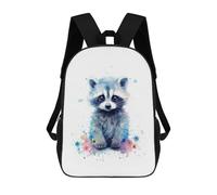 sinyumoney 17 Inch School Backpack,3D Printed Watercolor Baby Raccoon Children Backpacks,Kids Kindergarten Cute Travel Bags Casual Daypack for Boys School Students