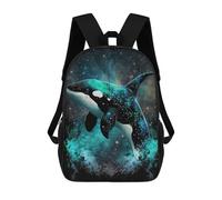 sinyumoney 17 Inch School Backpack,3D Printed Whale Galaxy Art Print-1 Children Backpacks,Kids Kindergarten Cute Travel Bags Casual Daypack for Boys School Students