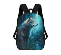 sinyumoney 17 Inch School Backpack,3D Printed Wolf at The River Children Backpacks,Kids Kindergarten Cute Travel Bags Casual Daypack for Boys School Students