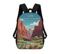 sinyumoney 17 Inch School Backpack,3D Printed Zion National Park Illustration Children Backpacks,Kids Kindergarten Cute Travel Bags Casual Daypack for Boys School Students