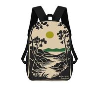 sinyumoney 17 Inch School Backpack Adirondack Mountains Landscape Art Print Bookbag for Boys Girls Chool Bag College Business Travel Bag Work Bag