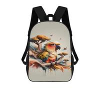 sinyumoney 17 Inch School Backpack Colorful Parrot Artwork Bookbag for Boys Girls Chool Bag College Business Travel Bag Work Bag