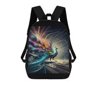 sinyumoney 17 Inch School Backpack Colorful Peacock Artwork Bookbag for Boys Girls Chool Bag College Business Travel Bag Work Bag