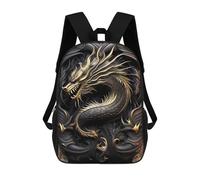 sinyumoney 17 Inch School Backpack Emperor Golden Dragon Bookbag for Boys Girls Chool Bag College Business Travel Bag Work Bag
