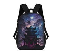 sinyumoney 17 Inch School Backpack Enchanted Pagoda Night Sky -2 Bookbag for Boys Girls Chool Bag College Business Travel Bag Work Bag