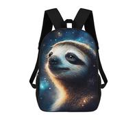 sinyumoney 17 Inch School Backpack Galactic Sloth Greeting Card Bookbag for Boys Girls Chool Bag College Business Travel Bag Work Bag