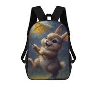 sinyumoney 17 Inch School Backpack Happy Bunny with Leaf Umbrella Bookbag for Boys Girls Chool Bag College Business Travel Bag Work Bag