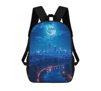 sinyumoney 17 Inch School Backpack Lunar Metropolis Bookbag for Boys Girls Chool Bag College Business Travel Bag Work Bag
