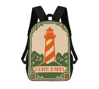 sinyumoney 17 Inch School Backpack Outer Banks Lighthouse Art Bookbag for Boys Girls Chool Bag College Business Travel Bag Work Bag